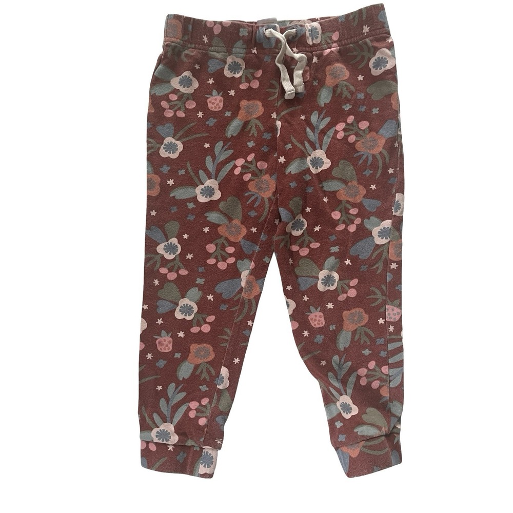 DotDotSmile Size 7 Jogger‎ Floral Red Blue Orange 100% Cotton Allover Print